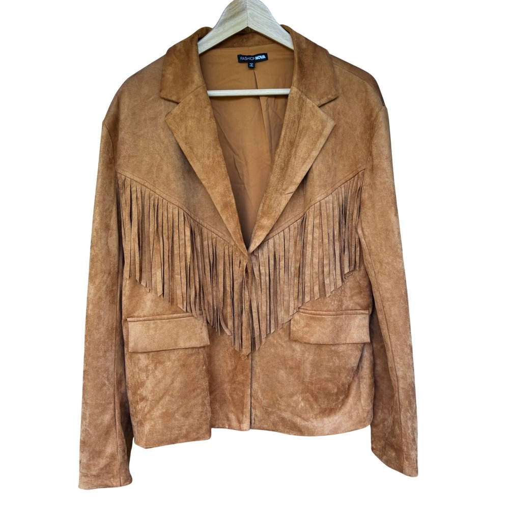 Women's Fringe Faux Suede Jacket Size M Western Festival Cowgirl